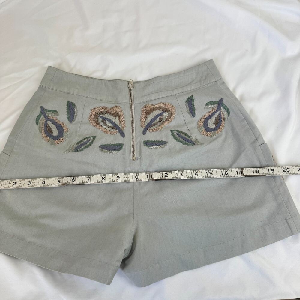 Anthropologie Suno Shorts XS High Rise Embroidered Grey Boho Cottage Summer - Picture 10 of 13